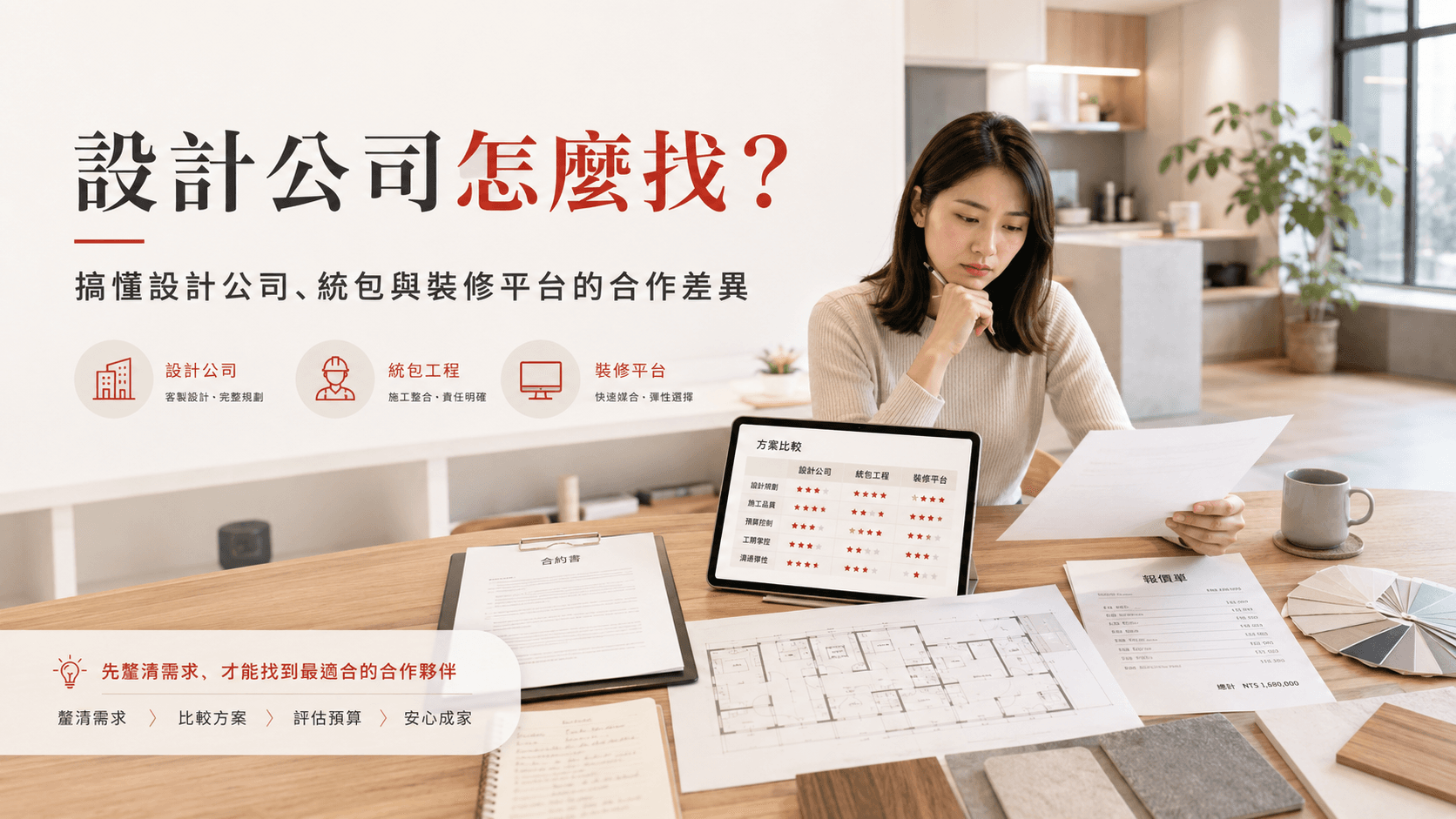 設計公司怎麼找？搞懂設計公司、統包與裝修平台的合作差異