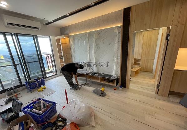 客廳主牆的展演-完成後續施工細節調整檢視