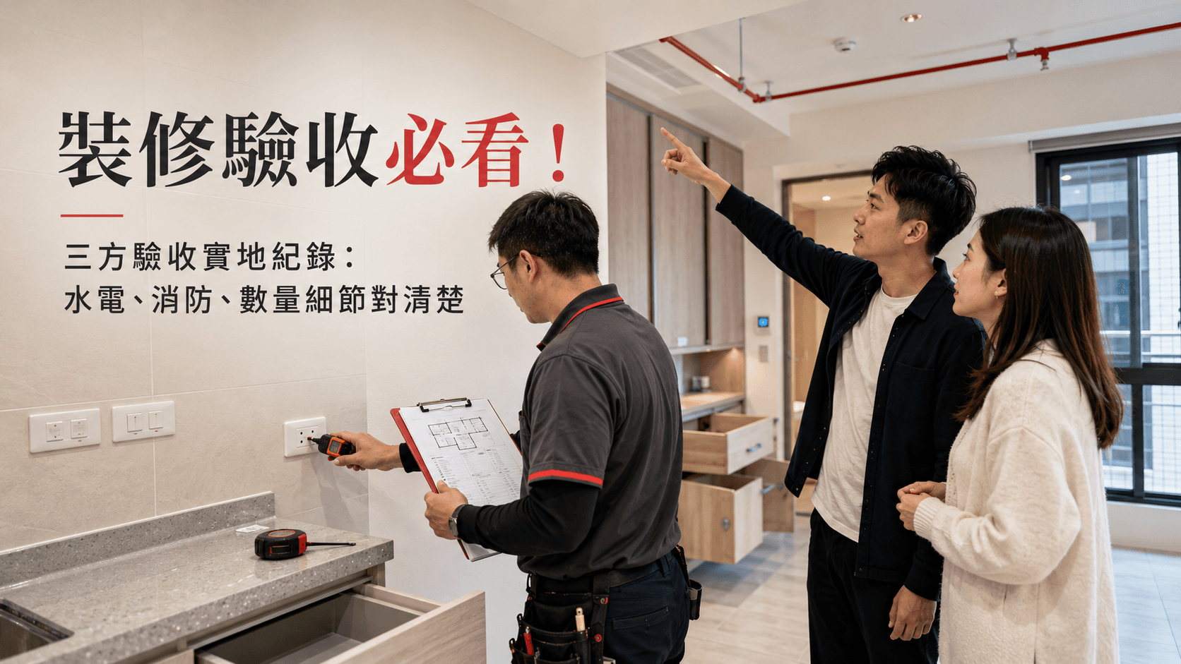裝修驗收必看!三方驗收實地紀錄:水電、消防、數量細節對清楚
